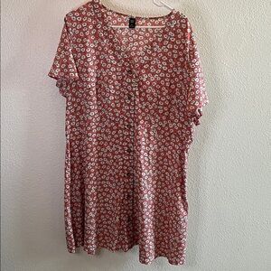 SHEIN Pink and White Floral Midi Dress